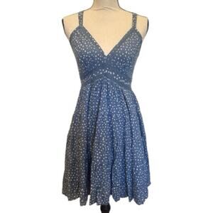 Angie Polka Dot Lace Trim V Neck Dress Double Straps medium NWT